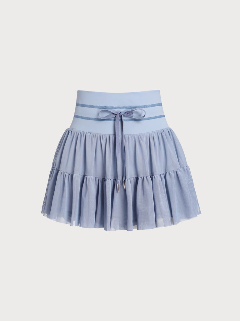 Women's Knitted Nylon Sports Skirts Dusty Blue Yoga Bottoms - RIHOAS