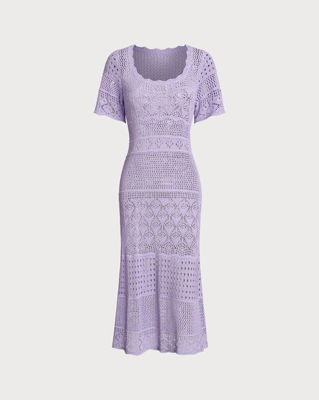 Women's Knitted Nylon Sweater Dress Purple Dresses - RIHOAS