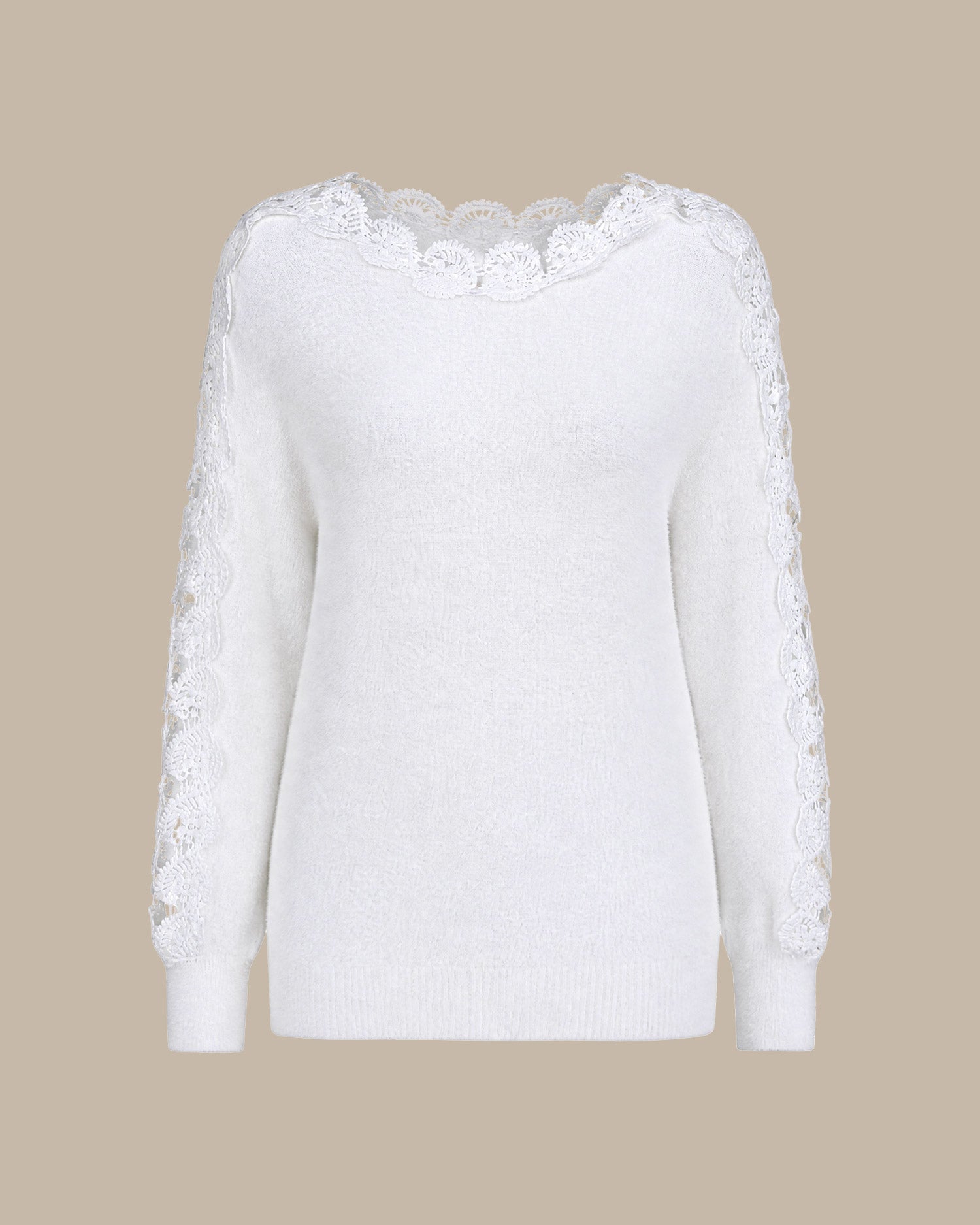 White Boat Neck Cut Out Sweater 02