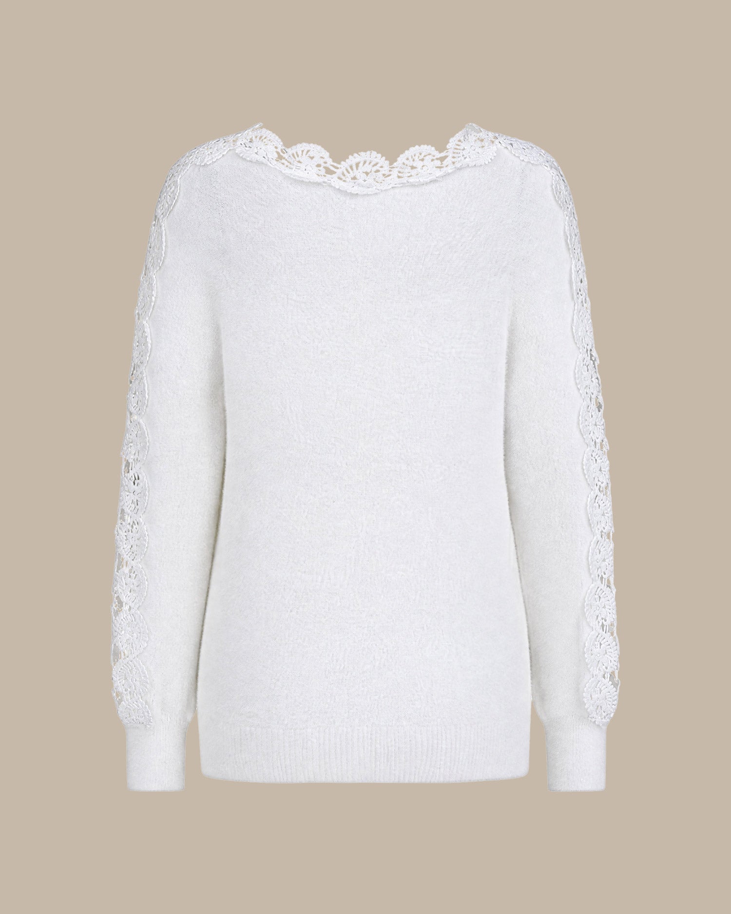 White Boat Neck Cut Out Sweater 03