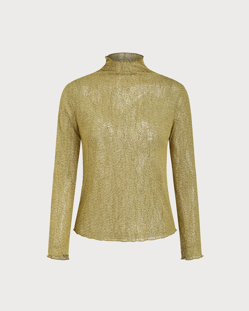 Women's Knitted Nylon Top Green Tops - RIHOAS