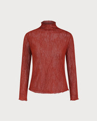 Women's Knitted Nylon Top Red Tops - RIHOAS