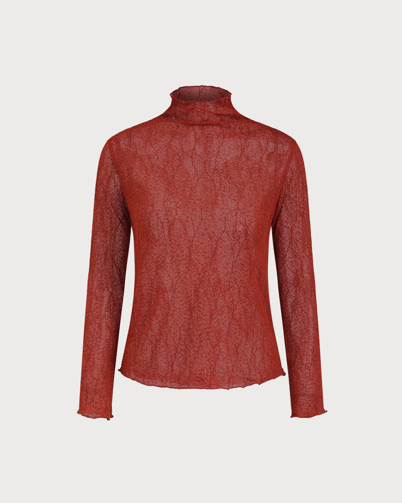 Women's Knitted Nylon Top Red Tops - RIHOAS