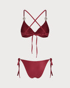 Women's Knitted Nylon Trim Bikini Set Bikinis - RIHOAS