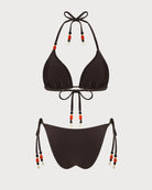 Women's Knitted Nylon Trim Bikini Set Bikinis - RIHOAS