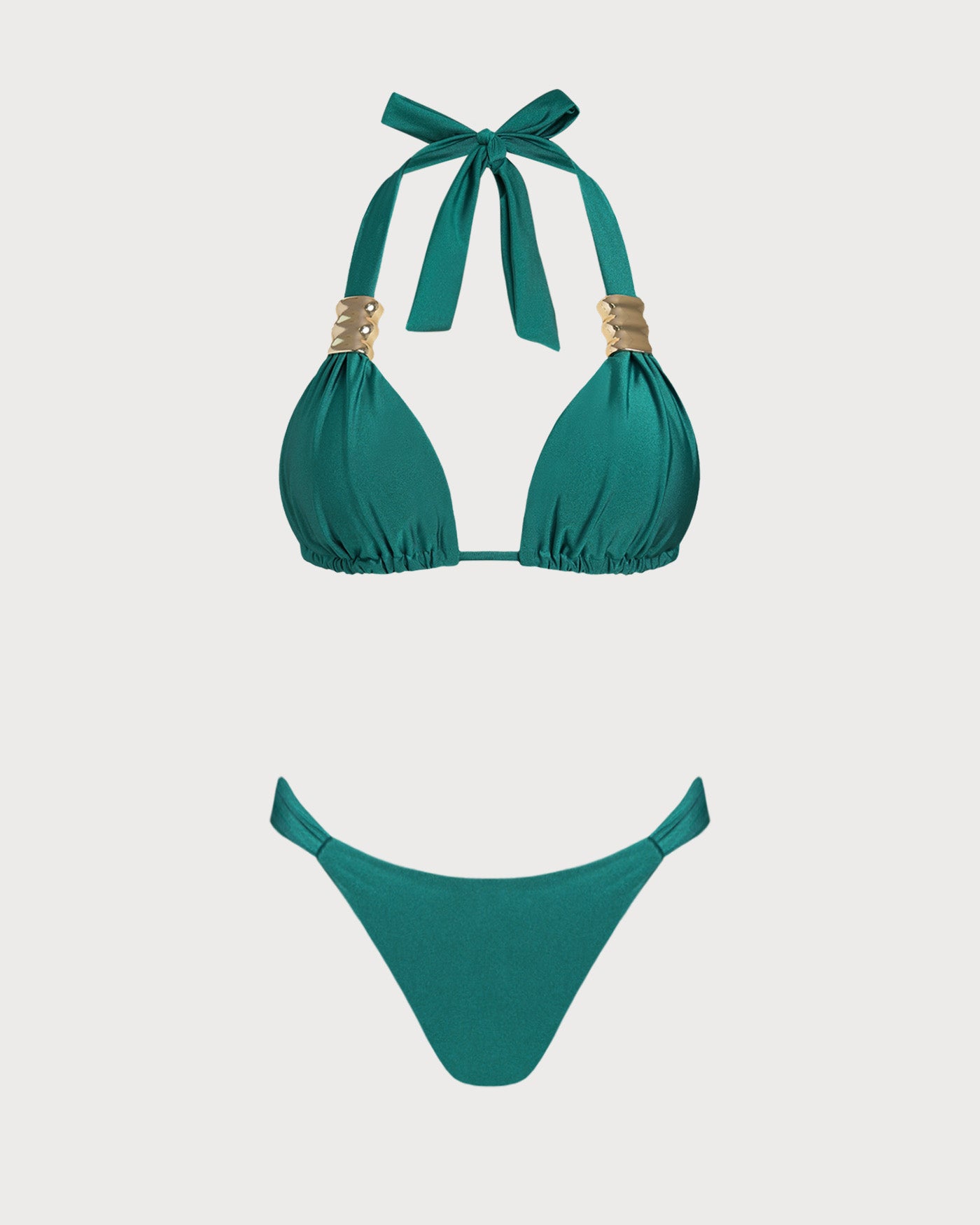 Women's Knitted Nylon Trim Bikini Set Green Bikinis - RIHOAS