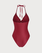 Women's Knitted Nylon Trim One-Piece Swimsuit One-Pieces - RIHOAS