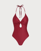 Women's Knitted Nylon Trim One-Piece Swimsuit One-Pieces - RIHOAS