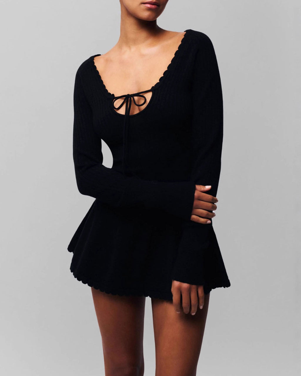 Women's Knitted Nylon Wool Dress Black Dresses - RIHOAS