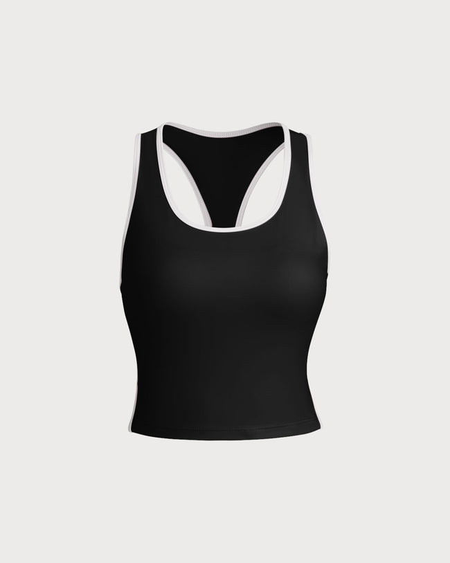 Black Scoop Neck Yoga Tank Top