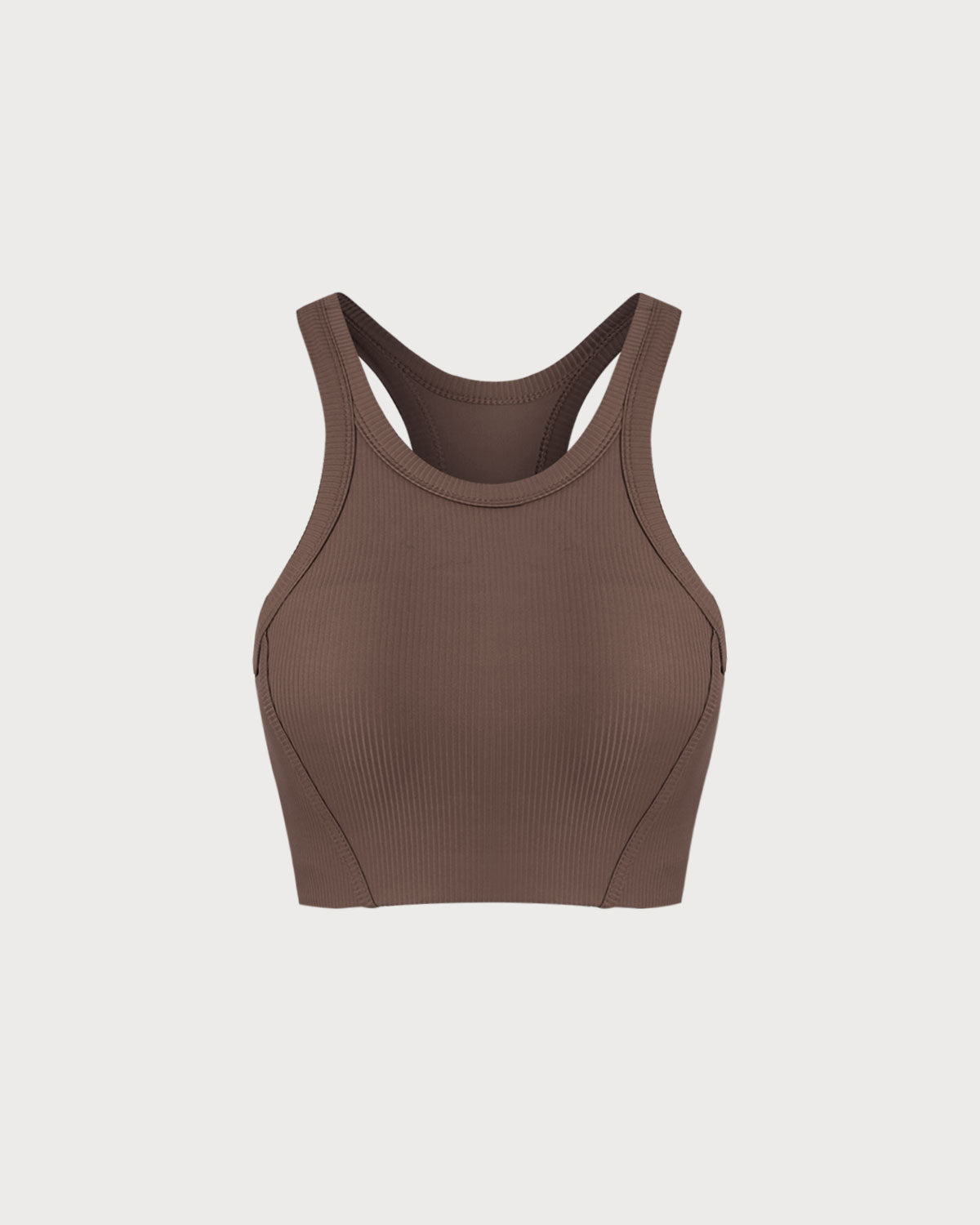 Women's Knitted Nylon Yoga Tank Top Brown Yoga Tops - RIHOAS