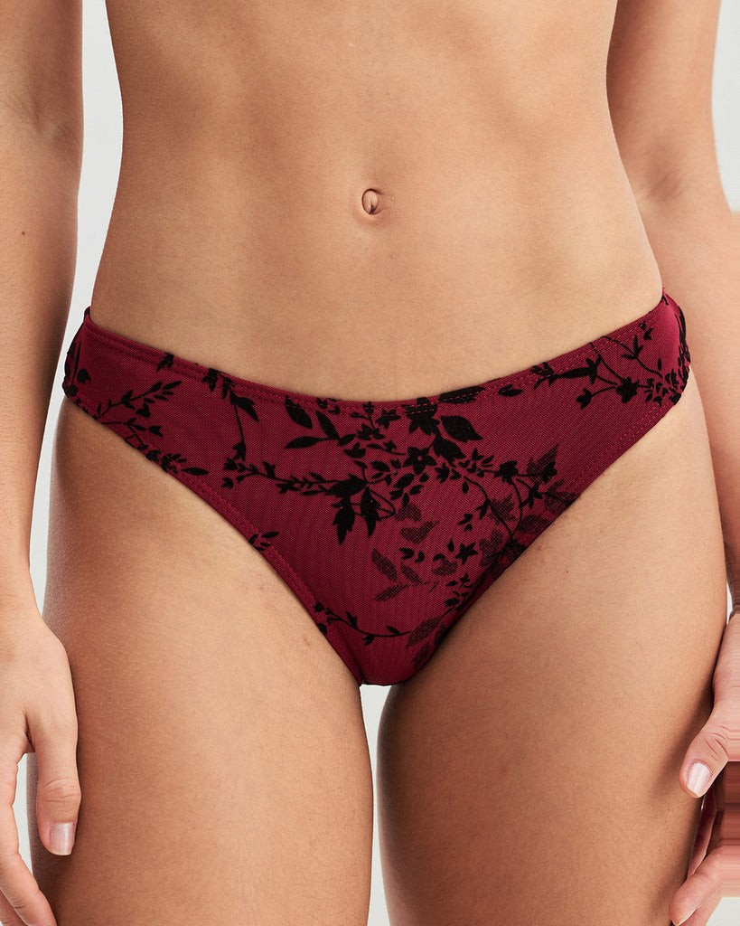 Women's Knitted Polyester-Spandex Bikini Bottoms Red Bikinis - RIHOAS