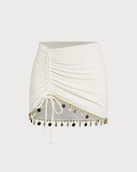 Women's Knitted Polyester Beach Dress Beige Beach Dress - RIHOAS