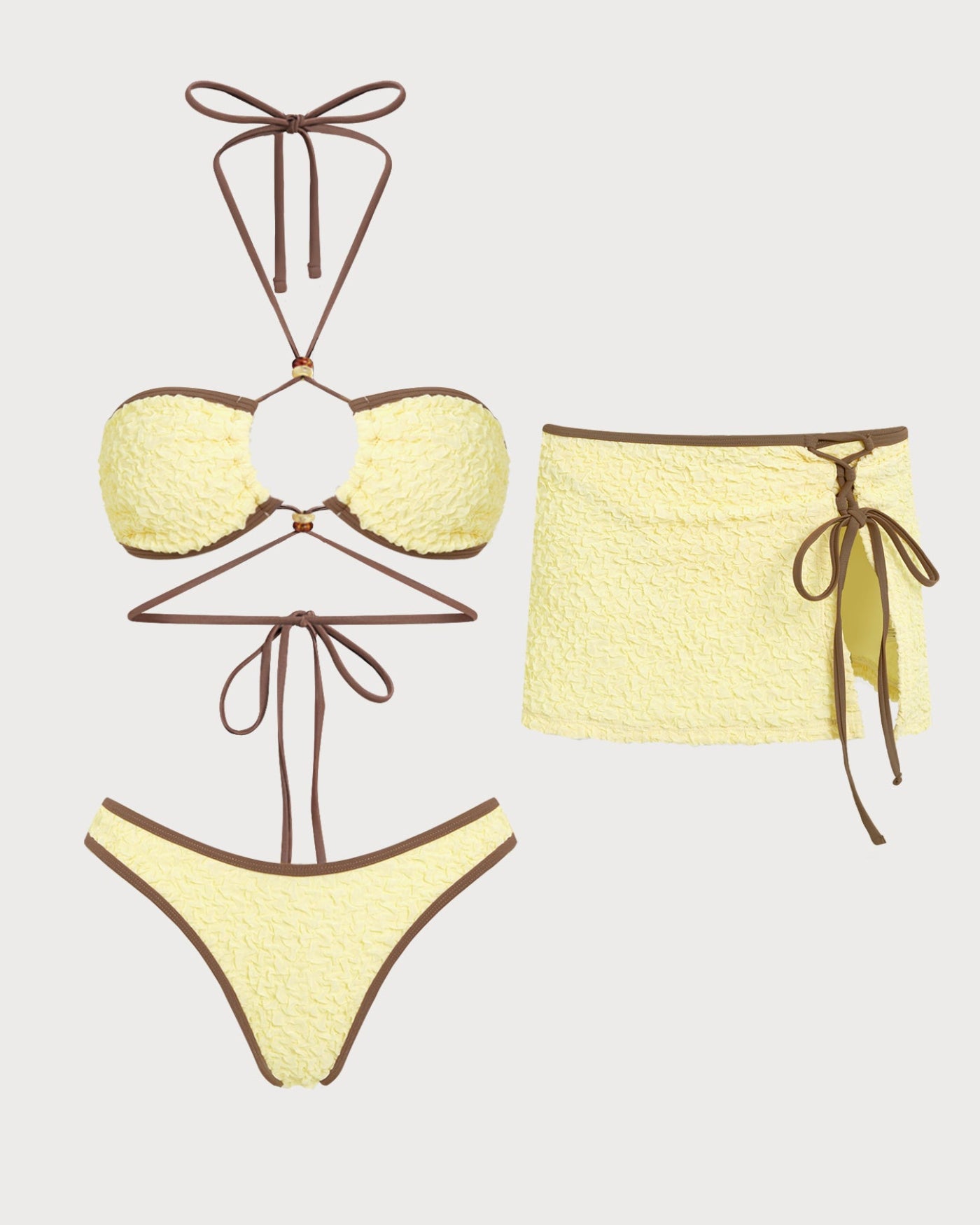 Women's Knitted Polyester Beaded Bikini Set Bikinis - RIHOAS