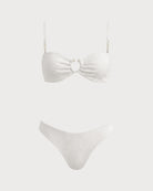 White Natural Waisted Textured Bikini Set 03