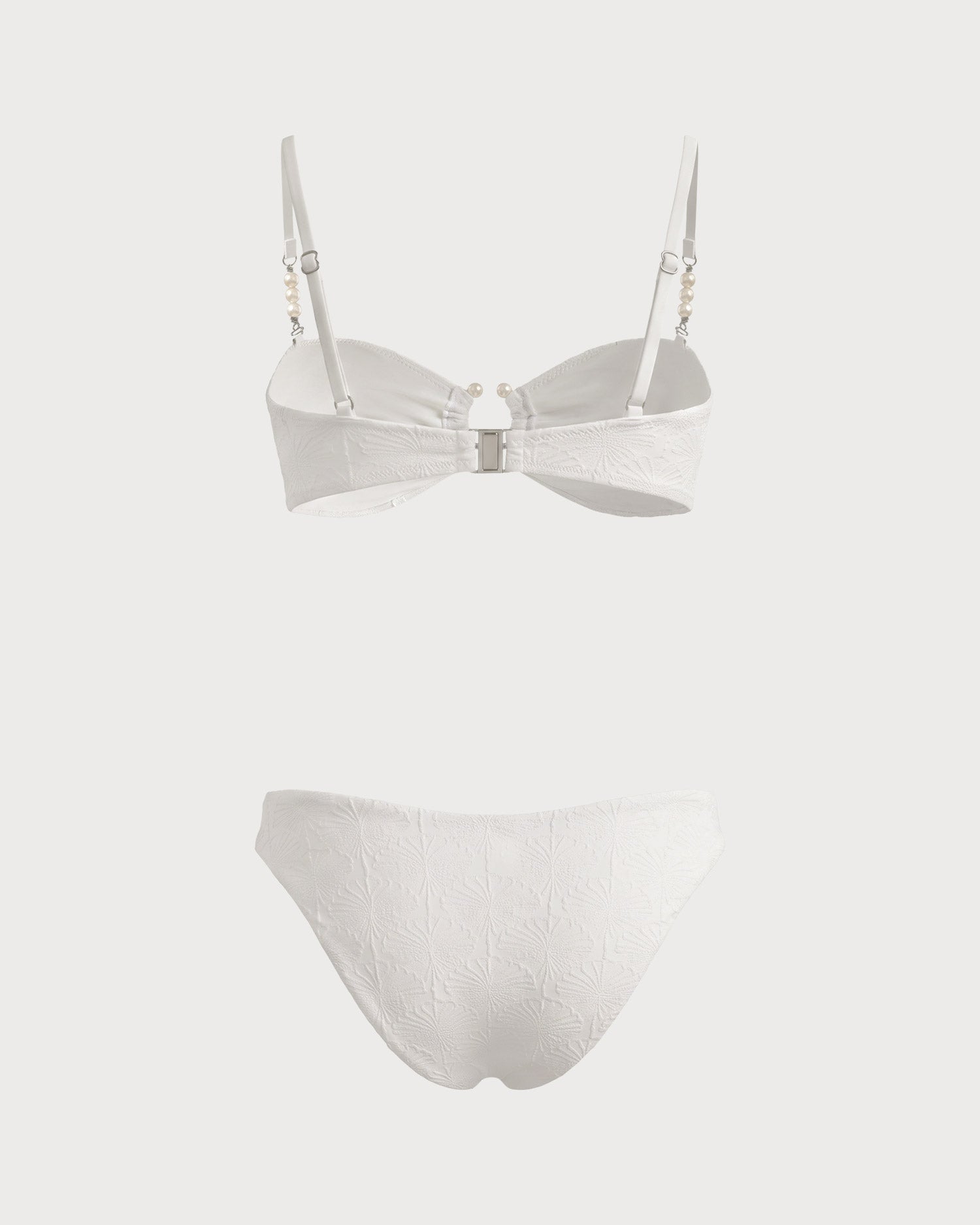 White Natural Waisted Textured Bikini Set 04