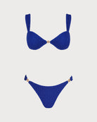 Women's Knitted Polyester Bikini Set Blue Bikinis - RIHOAS