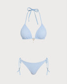 Women's Knitted Polyester Bikini Set Blue Bikinis - RIHOAS