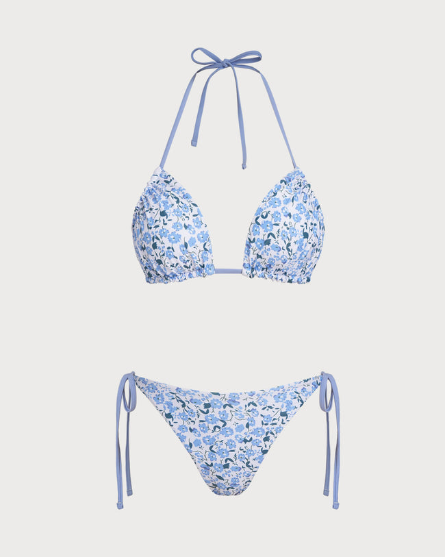 Women's Knitted Polyester Bikini Set Blue Bikinis - RIHOAS