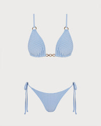 Women's Knitted Polyester Bikini Set Blue Bikinis - RIHOAS