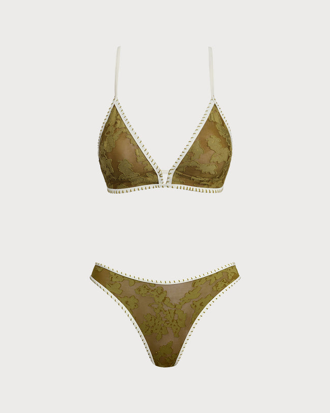 Women's Knitted Polyester Bikini Set Green Bikinis - RIHOAS