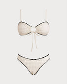 Women's Knitted Polyester Bikini Set Off White Bikinis - RIHOAS