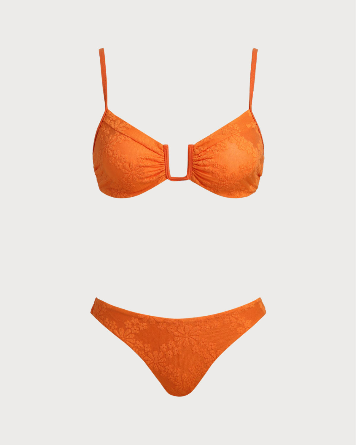 Women's Knitted Polyester Bikini Set Orange Bikinis - RIHOAS