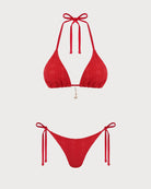 Women's Knitted Polyester Bikini Set Red Bikinis - RIHOAS