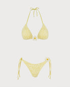 Women's Knitted Polyester Bikini Set Yellow Bikinis - RIHOAS