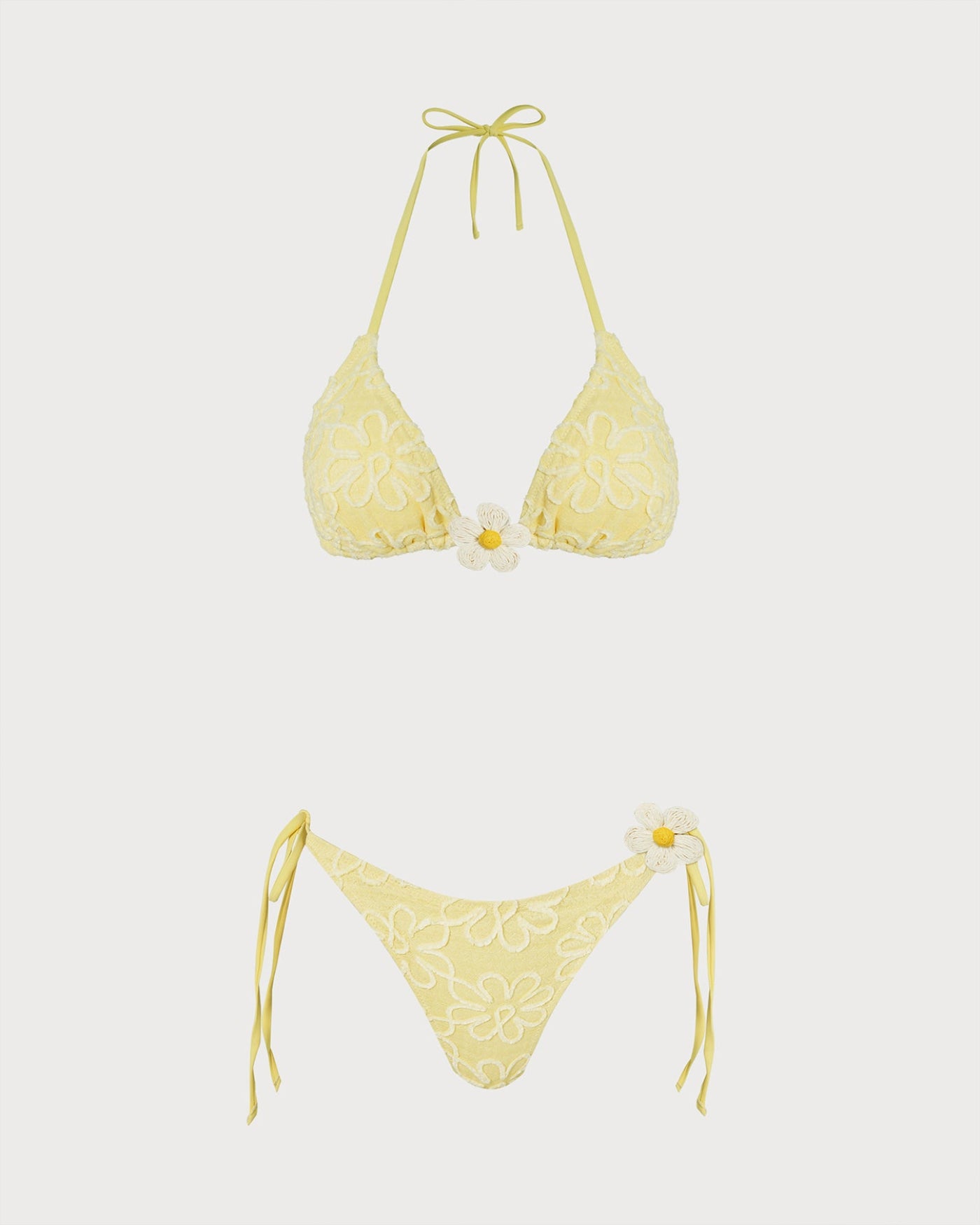 Women's Knitted Polyester Bikini Set Yellow Bikinis - RIHOAS