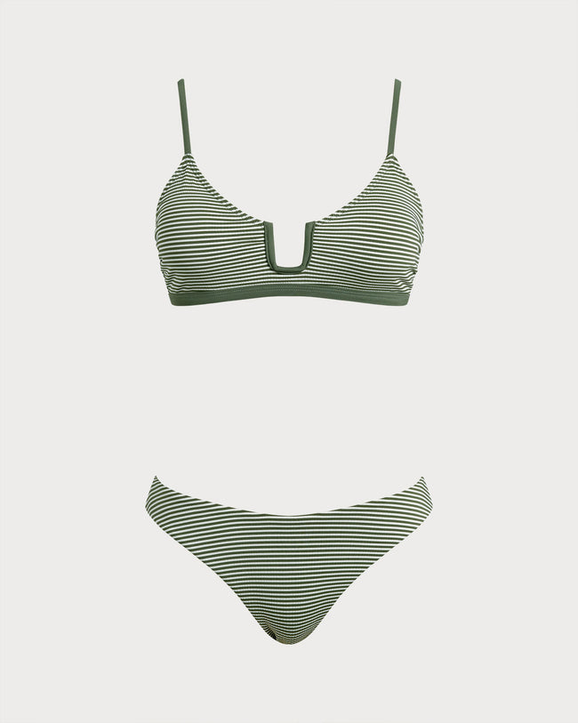 Women's Knitted Polyester Bikini Sets Army Green Bikinis - RIHOAS