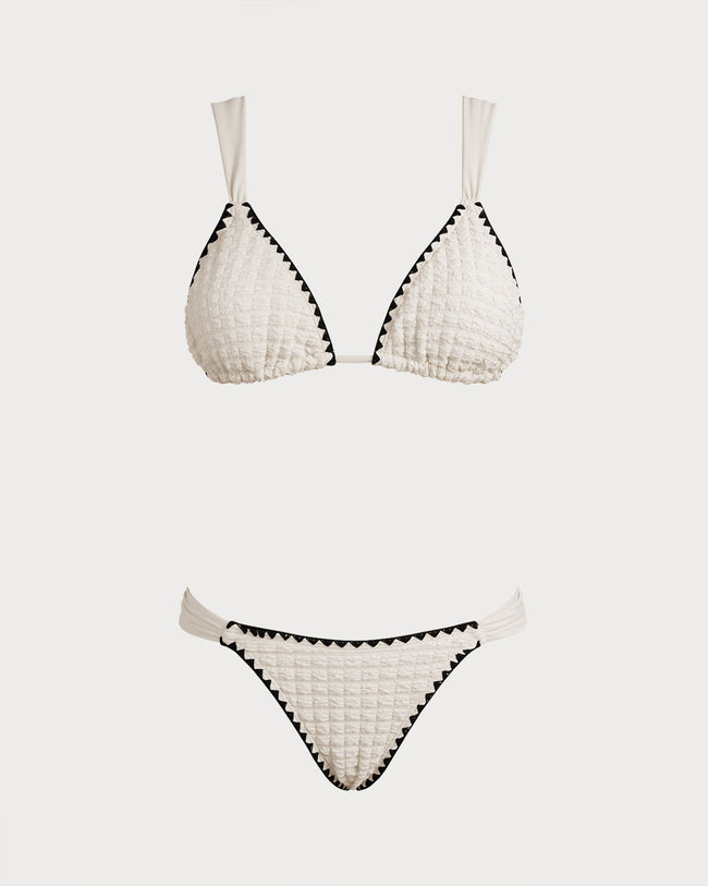 Women's Knitted Polyester Bikini Sets Off White Bikinis - RIHOAS