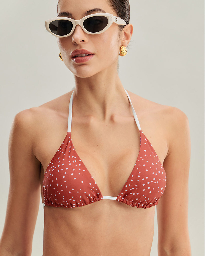 Women's Knitted Polyester Bikini Top Red Bikinis - RIHOAS