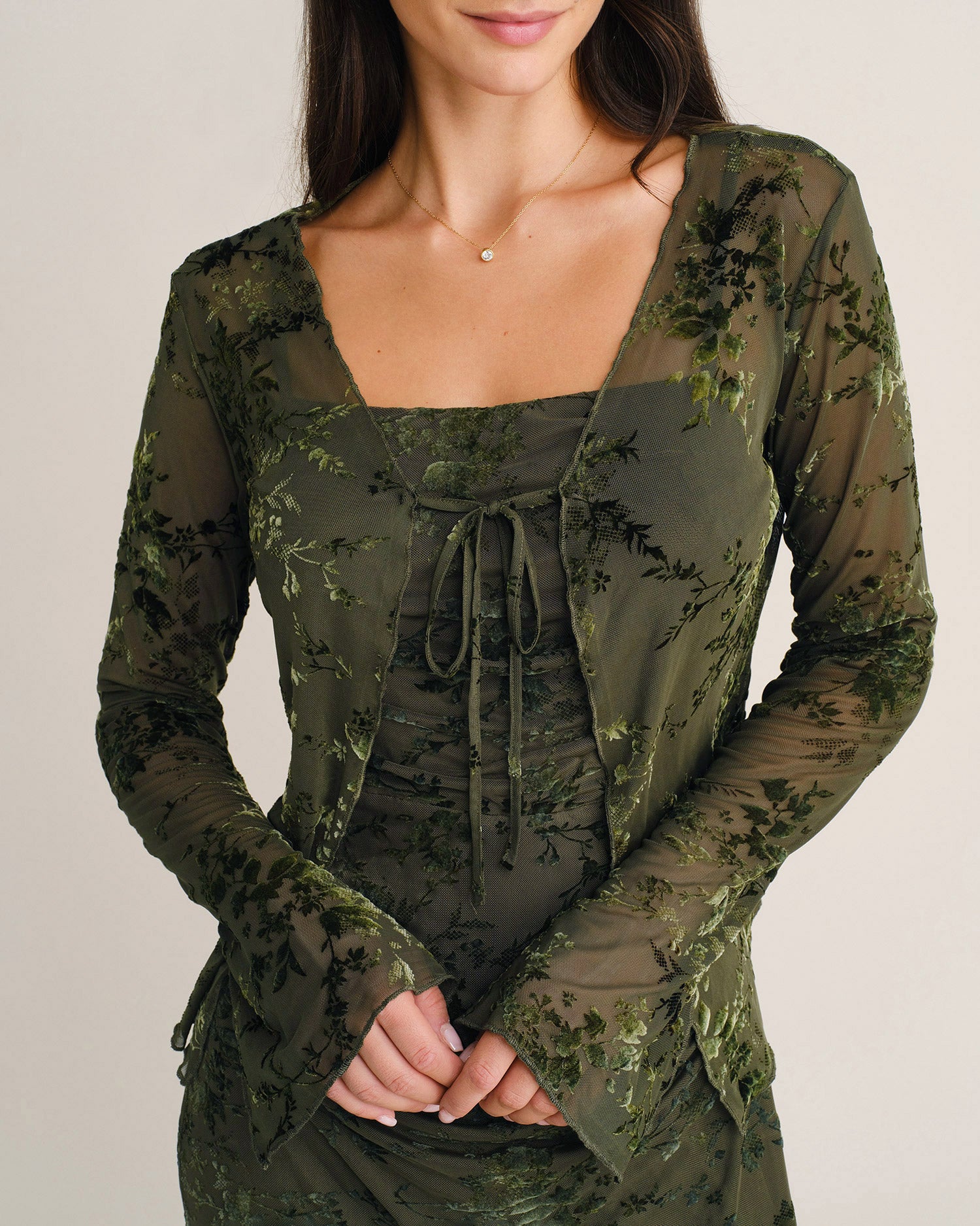 Women's Knitted Polyester Blouses Green - RIHOAS