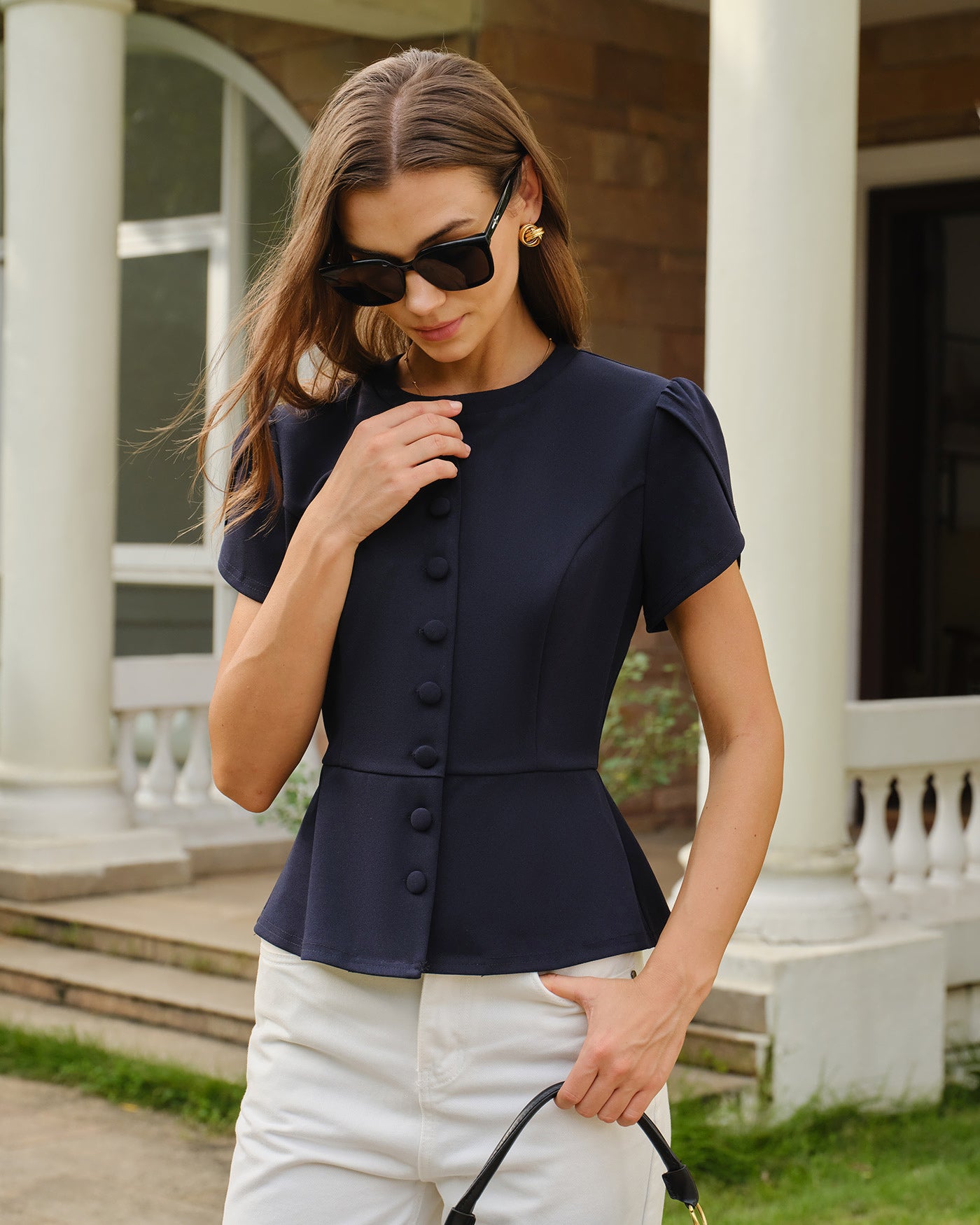 Women's Knitted Polyester Blouses Tops - RIHOAS