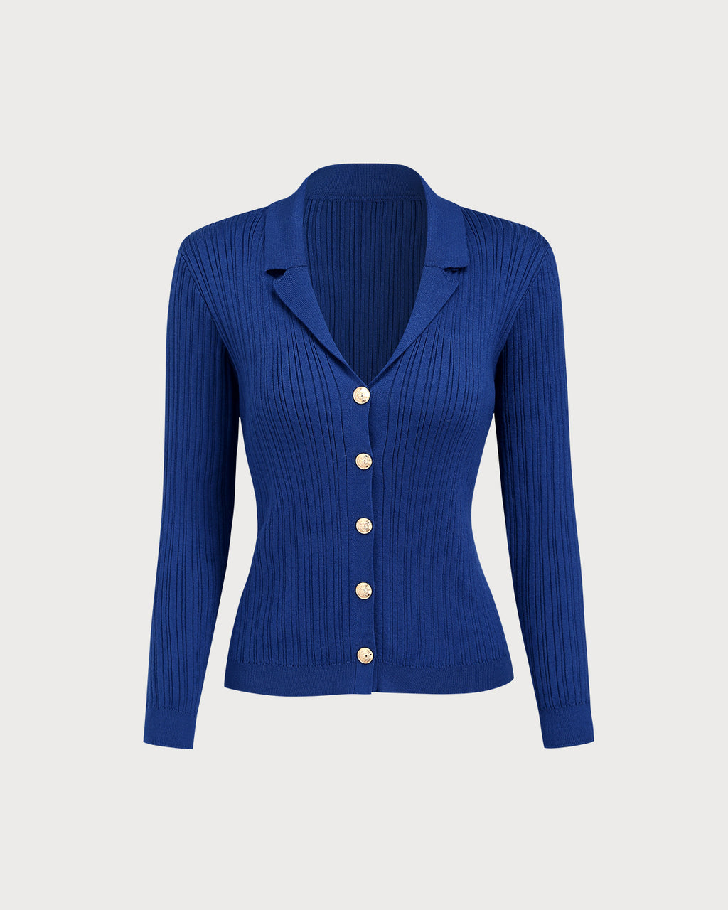 Women's Knitted Polyester Cardigan Sweater Blue Tops - RIHOAS