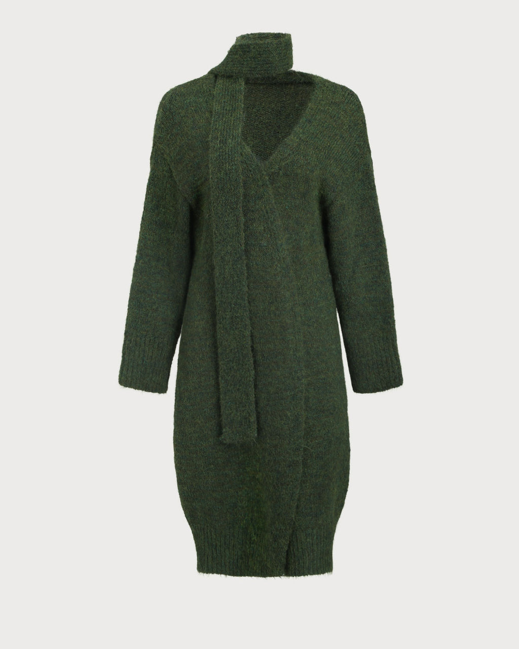 Women's Knitted Polyester Cardigan Sweater Green Tops - RIHOAS