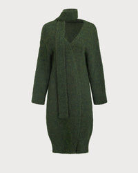 Women's Knitted Polyester Cardigan Sweater Green Tops - RIHOAS