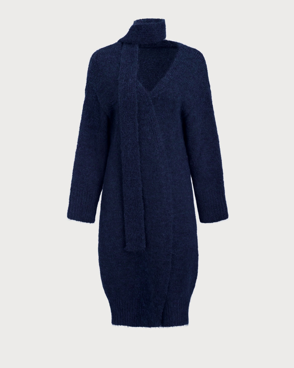 Women's Knitted Polyester Cardigan Sweater Royal Blue Tops - RIHOAS