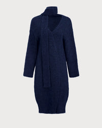 Women's Knitted Polyester Cardigan Sweater Royal Blue Tops - RIHOAS