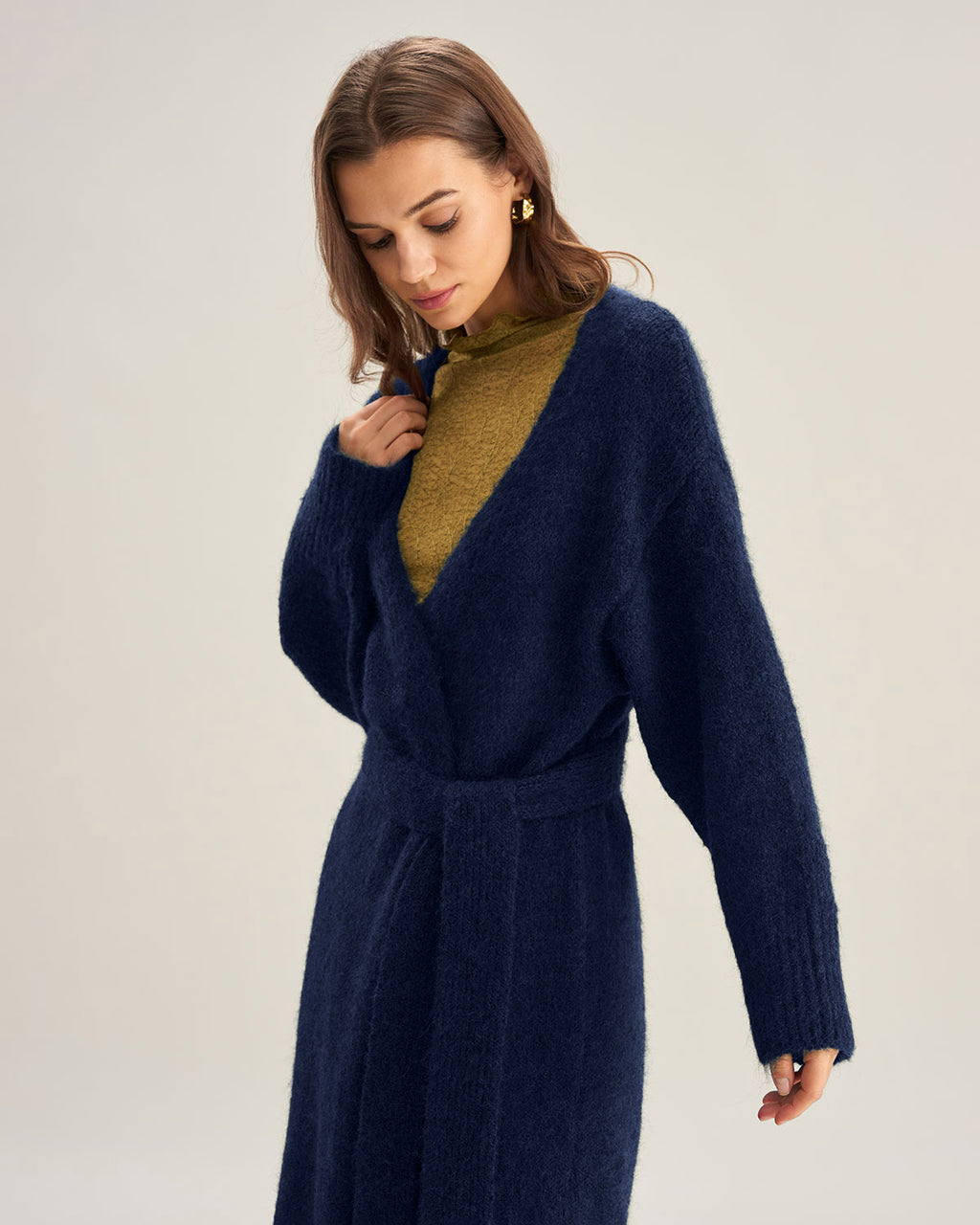 Women's Knitted Polyester Cardigan Sweater Tops - RIHOAS