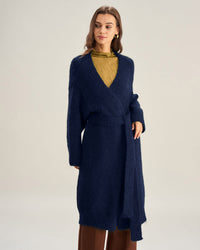 Women's Knitted Polyester Cardigan Sweater Tops - RIHOAS