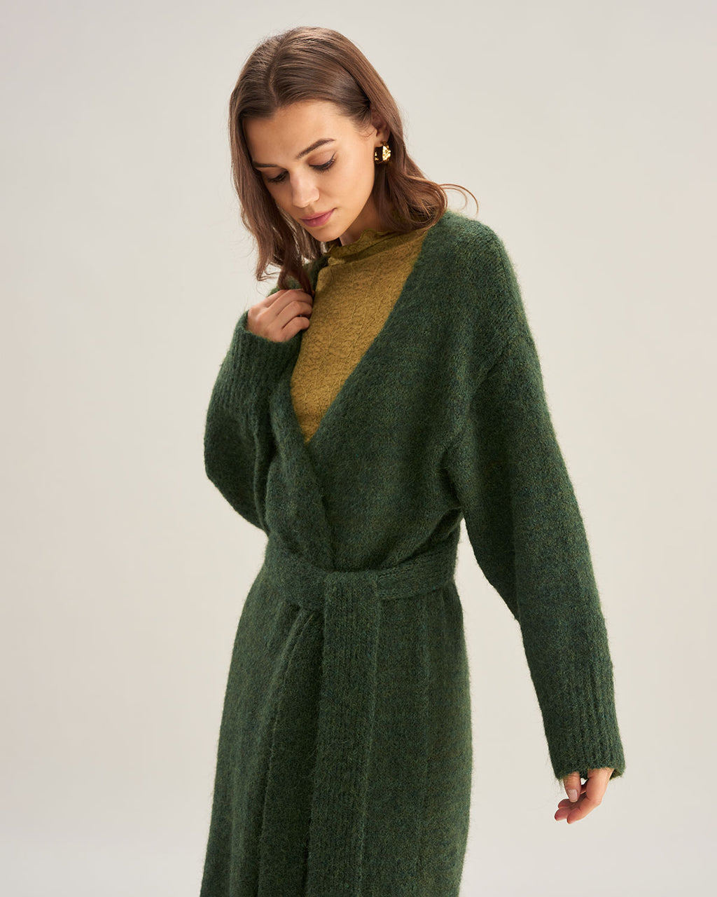 Women's Knitted Polyester Cardigan Sweater Tops - RIHOAS