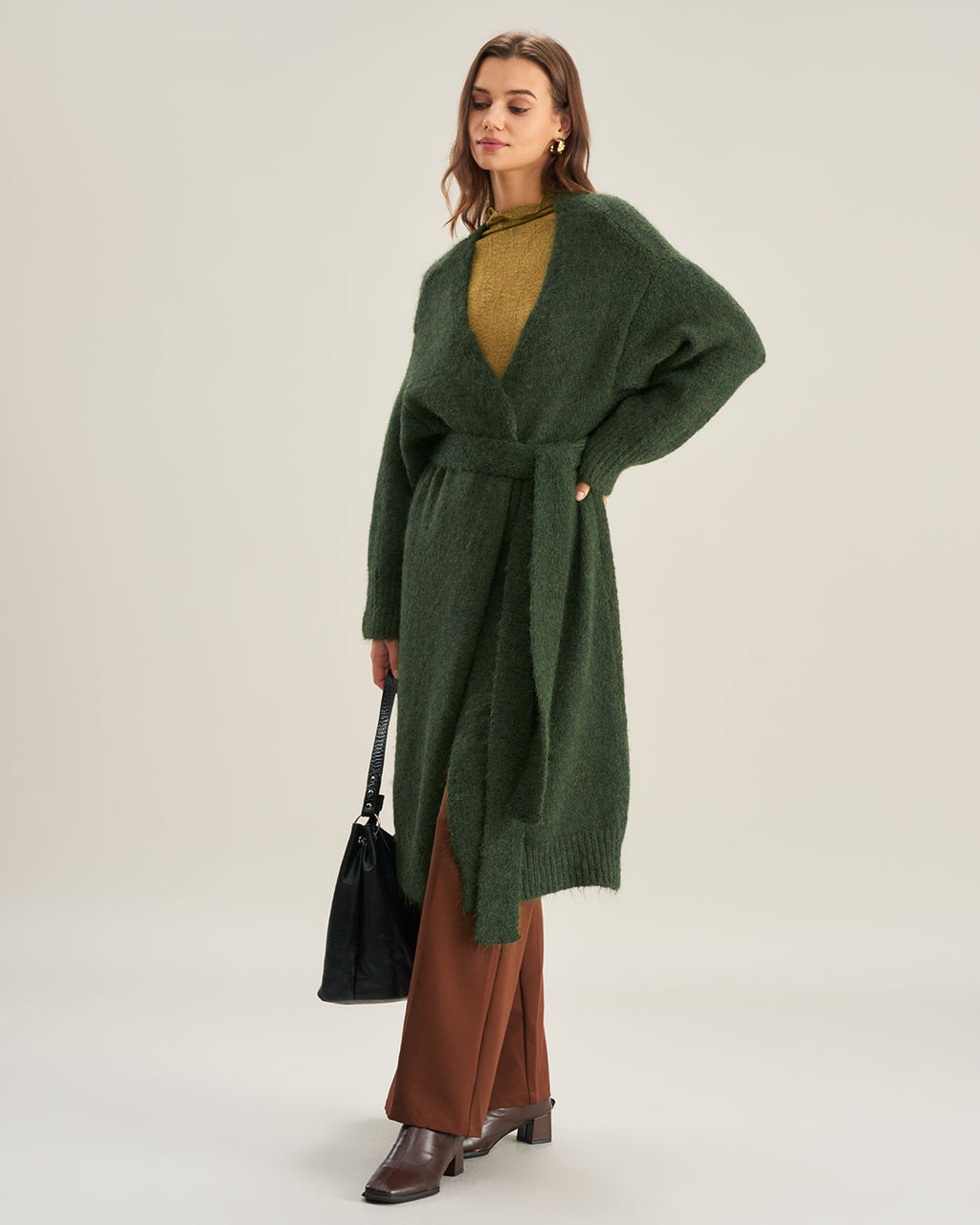 Women's Knitted Polyester Cardigan Sweater Tops - RIHOAS