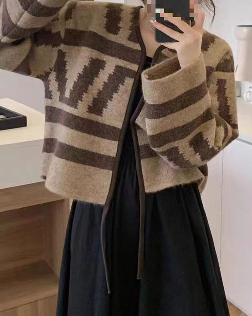 Women's Knitted Polyester Cardigan Sweater Tops - RIHOAS