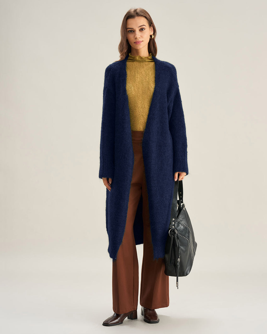 Women's Knitted Polyester Cardigan Sweater Tops - RIHOAS
