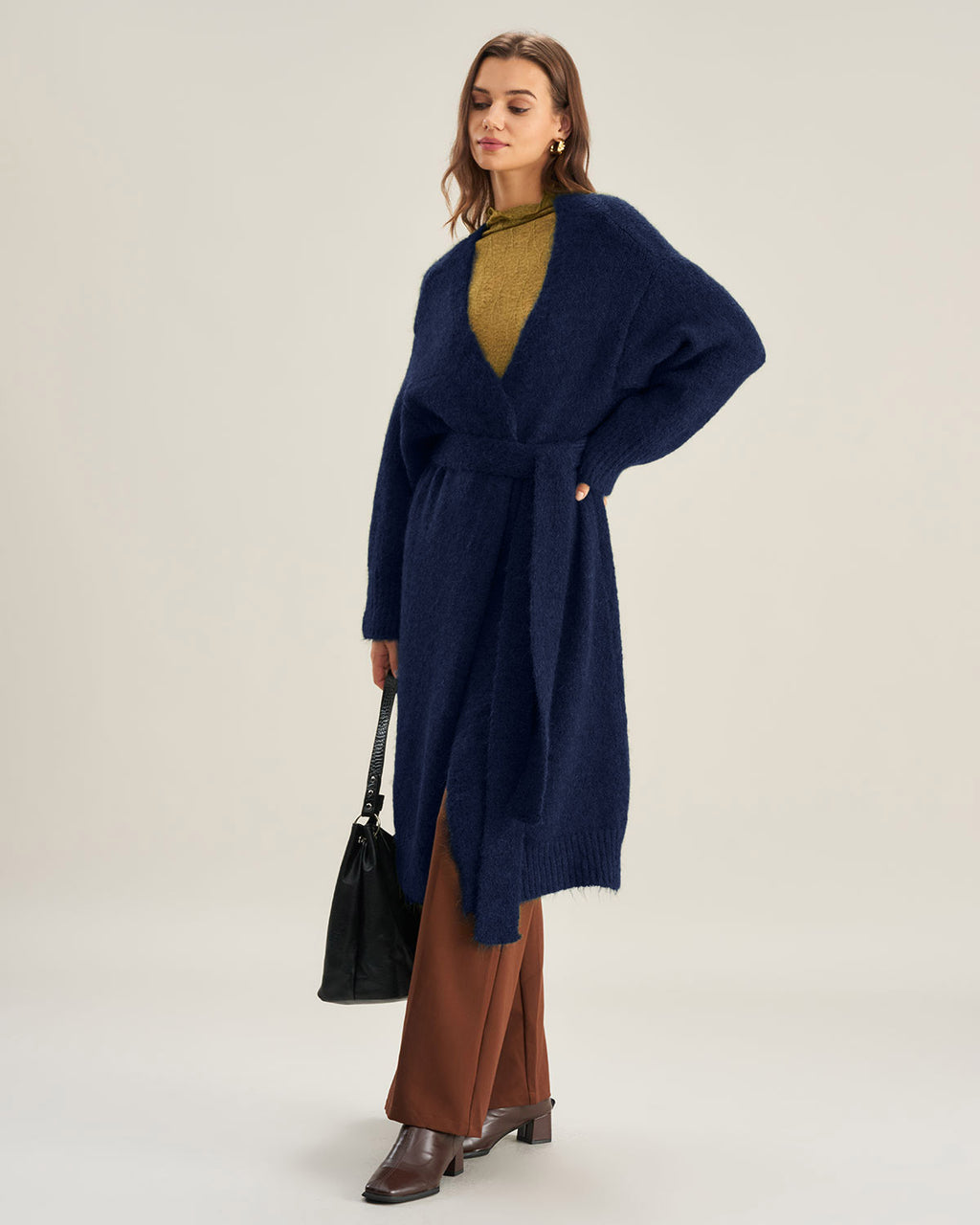 Women's Knitted Polyester Cardigan Sweater Tops - RIHOAS