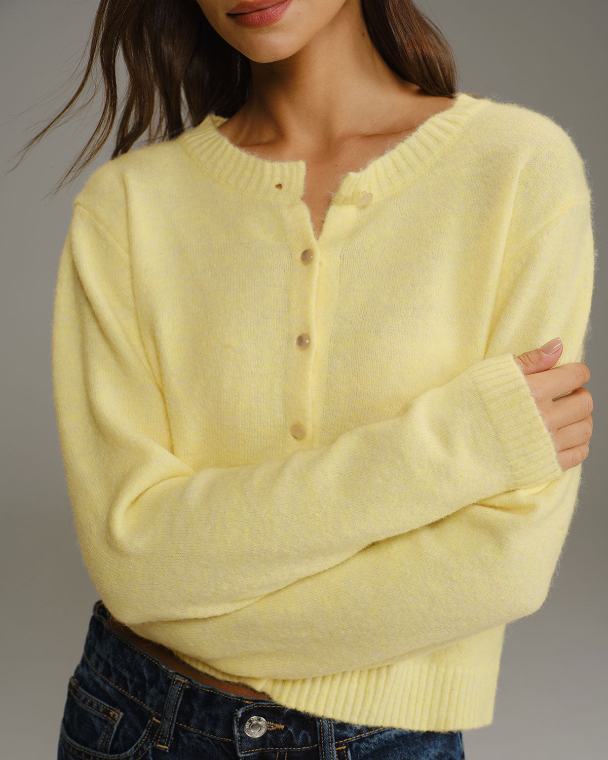 Women's Knitted Polyester Cardigan Tops - RIHOAS