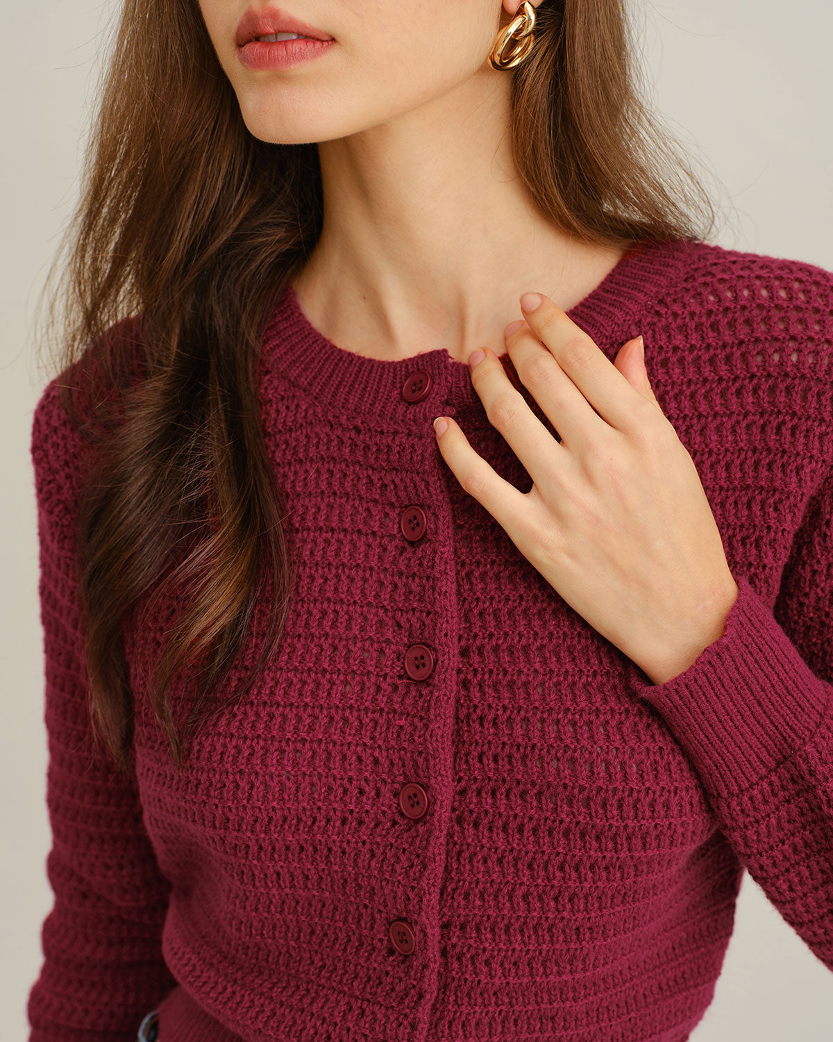 Women's Knitted Polyester Cardigan Tops - RIHOAS