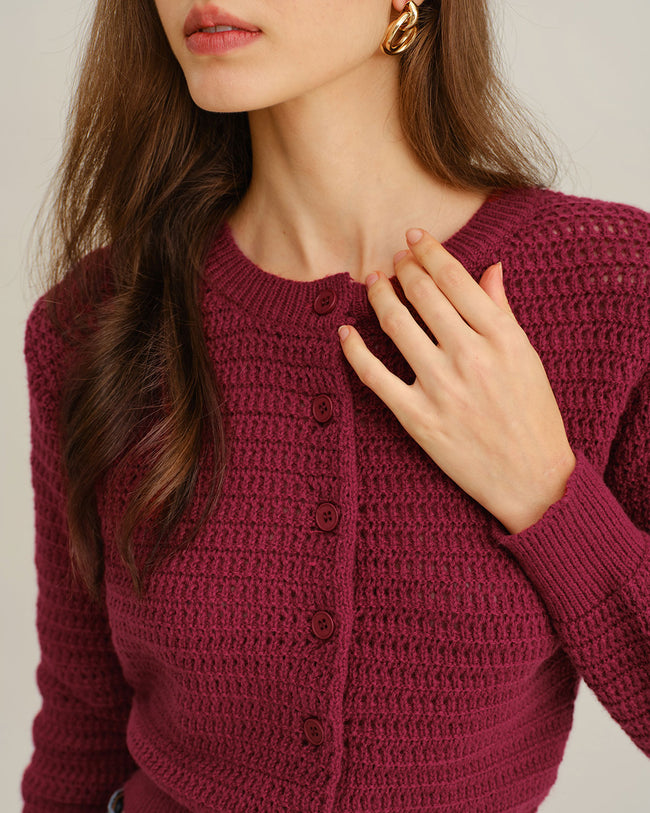 Women's Knitted Polyester Cardigan Tops - RIHOAS